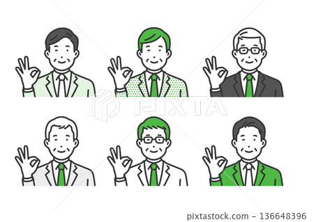 OK sign, CEO male avatar icon set OK sign, CEO male avatar icon set 136648396