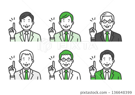 指向的手指，CEO男性頭像圖示集 136648399