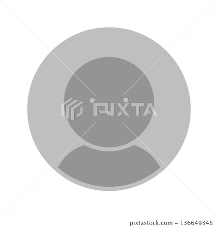 簡潔時尚的預設用戶頭像圖標——一個圓形、未指定身份的匿名人物圖標，背景為灰色。 136649348