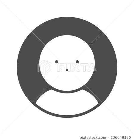 Simple and stylish default user icon - a minimalist face profile image in a black circle 136649350