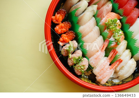 A gorgeous Japanese meal image of a colorful seafood bowl and a fresh sashimi platter A gorgeous Japanese meal image of a colorful seafood bowl and a fresh sashimi platter 136649433