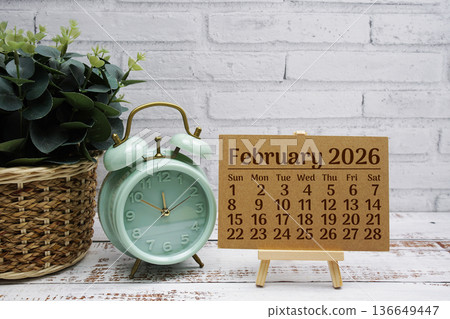 February 2026 annual monthly desk calendar for planning and management February 2026 annual monthly desk calendar for planning and management 136649447