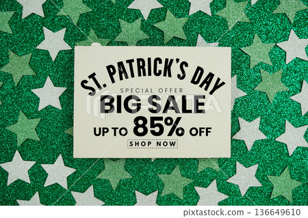 St. Patrick's Day Big Sale 85% off Promotion Offer Discount Retail Shopping Concept St. Patrick's Day Big Sale 85% off Promotion Offer Discount Retail Shopping Concept 136649610