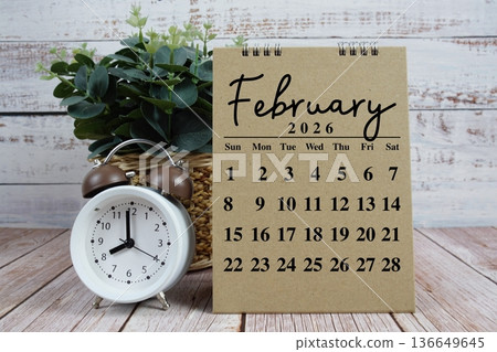 February 2026 annual monthly desk calendar for planning and management February 2026 annual monthly desk calendar for planning and management 136649645