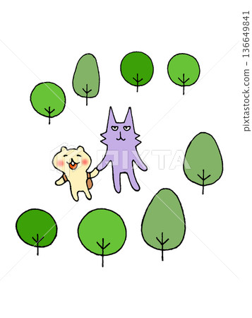 Cute illustrations of animals in the forest Cute illustrations of animals in the forest 136649841
