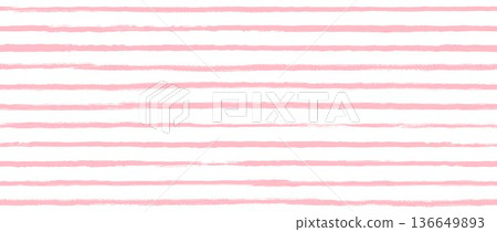 Light pink seamless watercolor stripes background. Abstract strokes repeated pattern. Summer pastel straight horizontal lines for fabric, textile, wrapping paper, banner, poster. Vector wallpaper 136649893