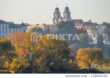 golden autumn. in the center of Minsk view of the old city. Belarus 136650140