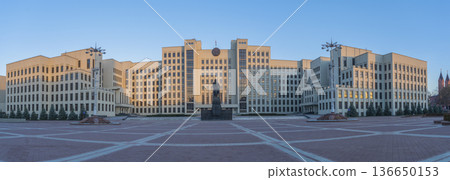 Government House and Lenin Monument in Minsk, Belarus 136650153
