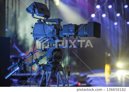 professional camera at the concert shoots live 136650182