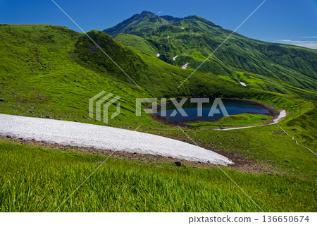 Mount Chokai and Lake Chokai seen from near Mihama in summer 136650674