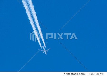 Blue sky and airplane cloud 136650799