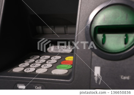 Closeup of a ATM machine Closeup of a ATM machine 136650836