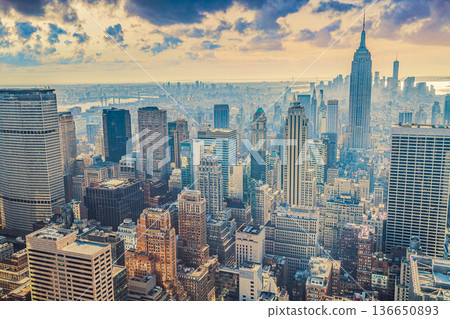 View of New York high rise buildings from above 136650893
