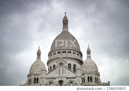 Basilica of Sacre Coeur on the hill of Montmartre in Paris 136650903