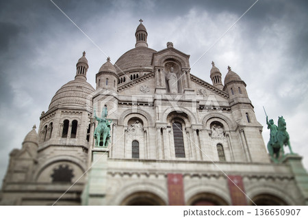 Basilica of Sacre Coeur on the hill of Montmartre in Paris 136650907