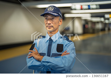 Security guard senior male airport 136651167