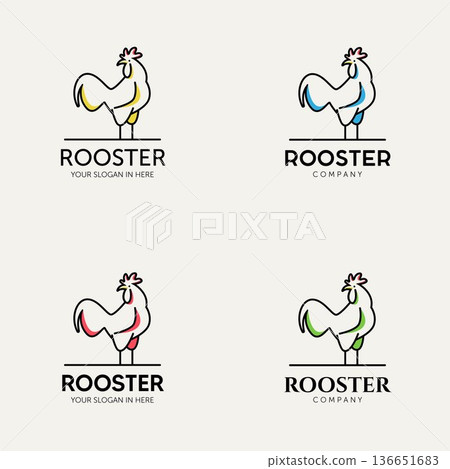 set of minimalist rooster logo template vector illustration design 136651683