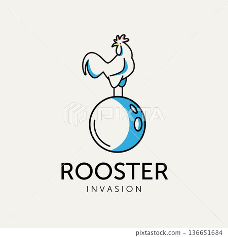 rooster invasion minimalist logo design vector illustration rooster invasion minimalist logo design vector illustration 136651684