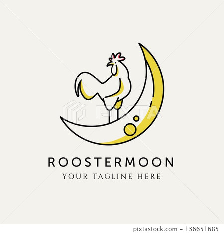 rooster moon logo template vector illustration design rooster moon logo template vector illustration design 136651685