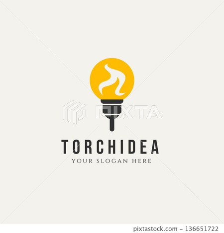 torch idea minimalist logo design illustration template. modern simple business logo concept 136651722