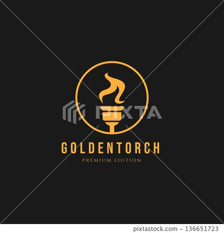 torch minimalist logo design illustration template. simple premium sport,spa logo concept 136651723