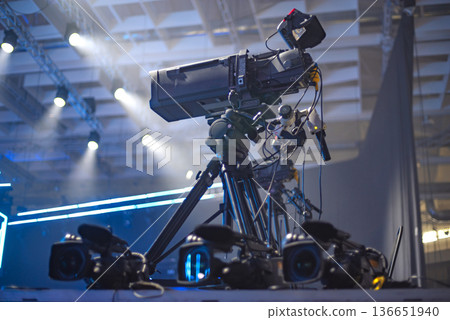 TV camera on the set of the show TV camera on the set of the show 136651940