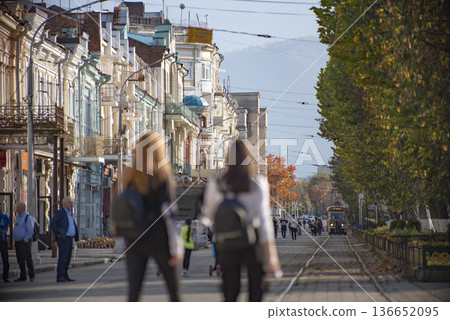 View of the streets of the city of Vladikavkaz. Russia View of the streets of the city of Vladikavkaz. Russia 136652095