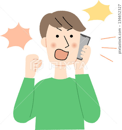 Young man yelling on the phone Young man yelling on the phone 136652327