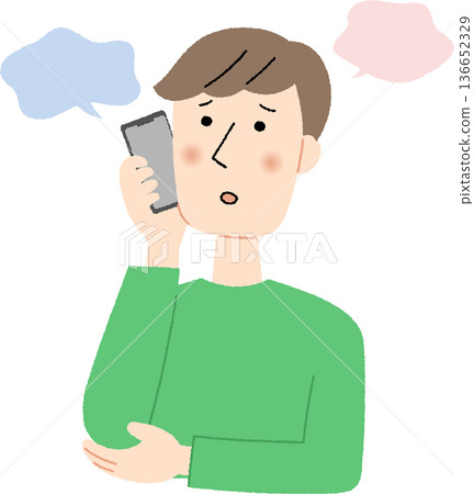焦慮的年輕人正在打電話 136652329