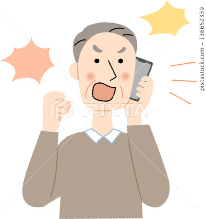 Senior man yelling on the phone 136652339