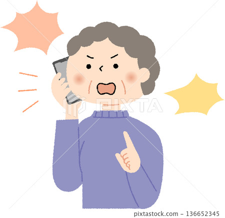 電話傳來憤怒的老婦人的抱怨聲 電話傳來憤怒的老婦人的抱怨聲 136652345