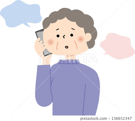 焦慮的老婦人正在用智慧型手機說話 136652347