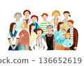 A collection of people supporting doctors and their families - hand-drawn illustration 136652619