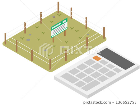 空地等距圖，以及用於房地產銷售和土地估價的計算器 136652755