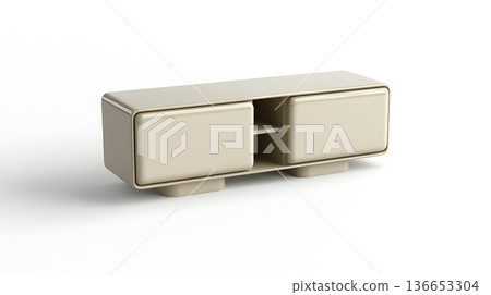 A white cabinet with two shelves and a drawer 136653304