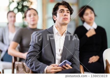 Young man on corporate training 136653819