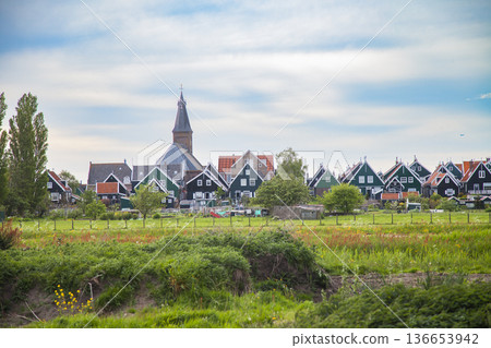 Dutch village of Marken on the island. 136653942