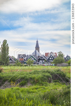 Dutch village of Marken on the island. 136653943