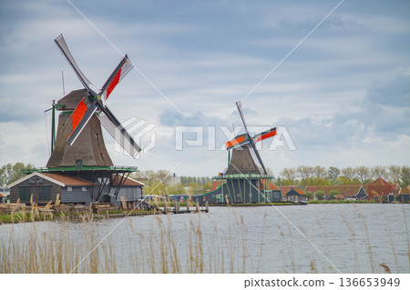 Dutch village of Zaandam. 136653949