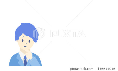 Illustration of a troubled businessman, worried man, upper body Illustration of a troubled businessman, worried man, upper body 136654046