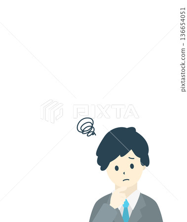 Illustration of a troubled businessman, worried man, upper body Illustration of a troubled businessman, worried man, upper body 136654051