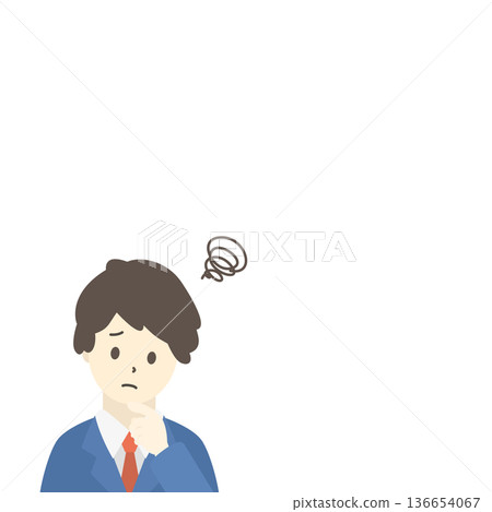 Illustration of a troubled businessman, worried man, upper body Illustration of a troubled businessman, worried man, upper body 136654067