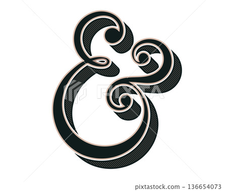Elegant ampersand symbol with vintage flair and decorative flourishes Elegant ampersand symbol with vintage flair and decorative flourishes 136654073