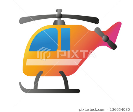 Stylized orange and pink gradient helicopter with blue windows and landing gear Stylized orange and pink gradient helicopter with blue windows and landing gear 136654080