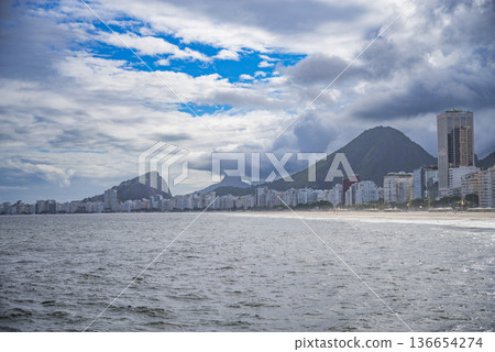 Palm trees and Copacabana beach. Rio 136654274