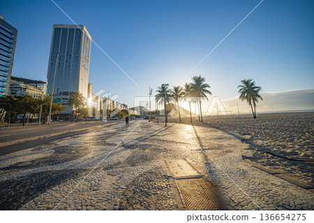 Palm trees and Copacabana beach. Rio 136654275