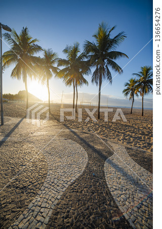 Palm trees and Copacabana beach. Rio Palm trees and Copacabana beach. Rio 136654276