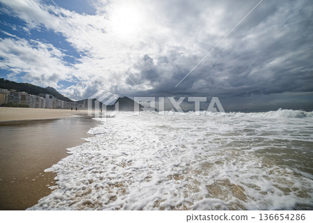 Palm trees and Copacabana beach. Rio 136654286