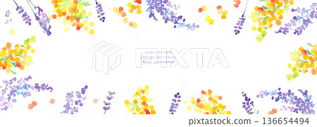 水彩畫。水彩薰衣草向量插圖。薰衣草春季植物背景。 136654494