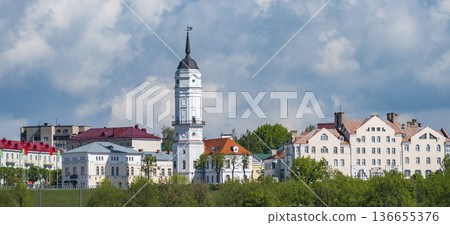 Mogilev central square and town hall. 136655376